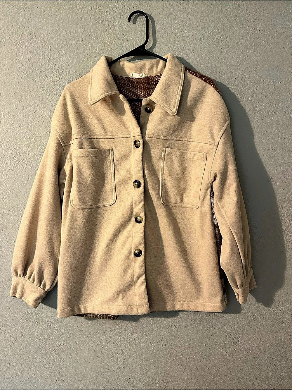 Geometric Knit-Back Shirt Jacket Size Medium